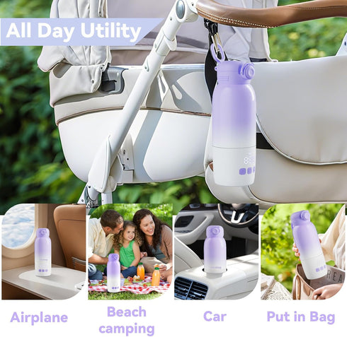 Umakep 12oz Portable Bottle Warmer for Travel - Cordless Milk Warmer, Dual Heating Modes for Breast Milk & Water, Fast