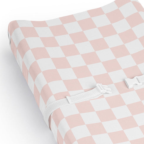 Sweet Jojo Designs Baby Changing Pad Cover Sheet (Pink Gingham Checkered Plaid) for Girls, Infant/Newborn Diaper Change
