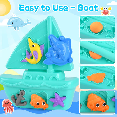 Set 3 4 5 6 PLAY Ocean Color Dough Kit with Sea Animals Molds, Under the Sea Toys for Sensory Play - Boat Whale Shark