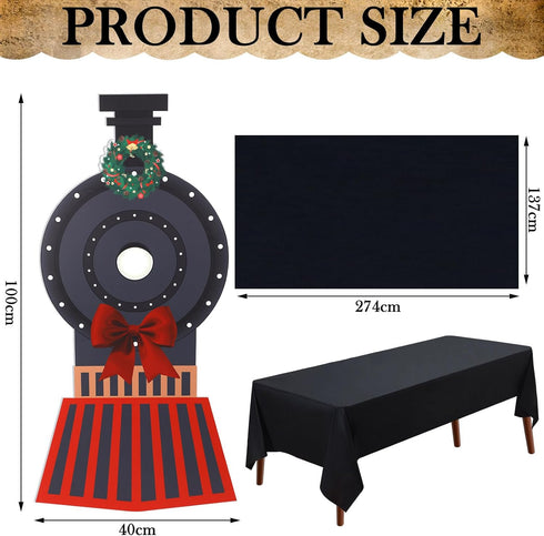 2 Oudain Pcs Christmas Express Train Decoration Steam Train Table Decoration with Black Tablecloth Vehicle Trip