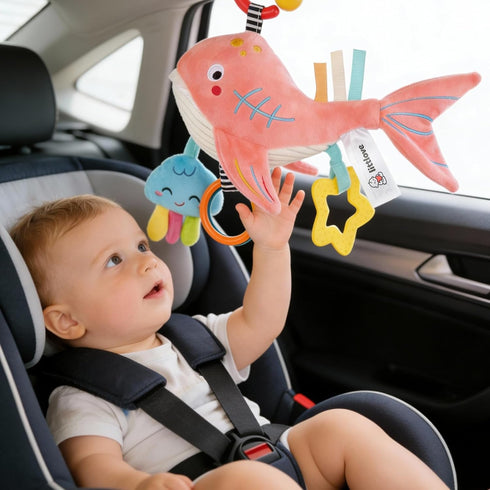 littlove 6-12 3-6 Pull Musical Toys for Car Seat Months, Travel Sensory Toy Months, Montessori Plush Toys for Roadtrip