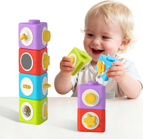 Montessori Activity Cube & Busy Board for 1 Year Old - 12-in-1