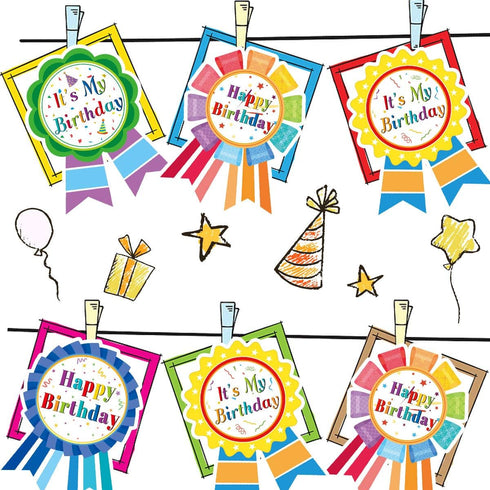 Fancy Land Happy Birthday Badge Stickers for Kids, 200 Pcs It's My Birthday Stickers for Home Classroom Party Decoration