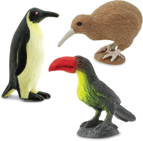 Pack 8 5+ Safari Ltd. Good Luck Minis Birds Fun Mini Figurines: Snowy Owl, Bald Eagle, Flamingo, Cardinal, Emperor