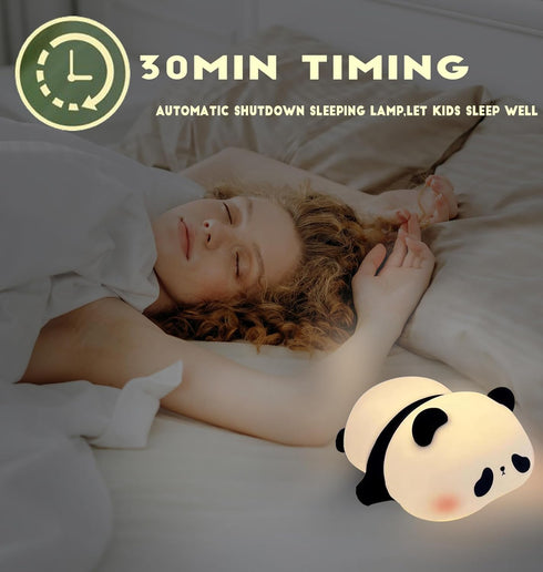 Dimmable HAPPYBAG Panda Gifts, Cute Rechargeable Panda Lamp for Kids Room, Silicone Touch Night Light for Baby Nursery