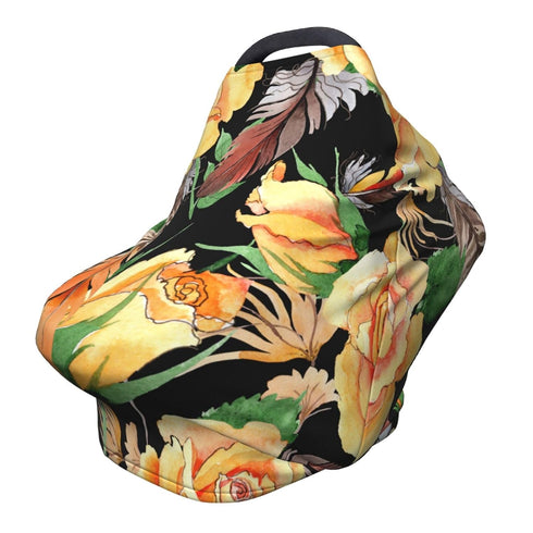 Schgap Wildflower Yellow Baby Car Seat Covers Canopy, Nursing Cover Breastfeeding Baby Carrier