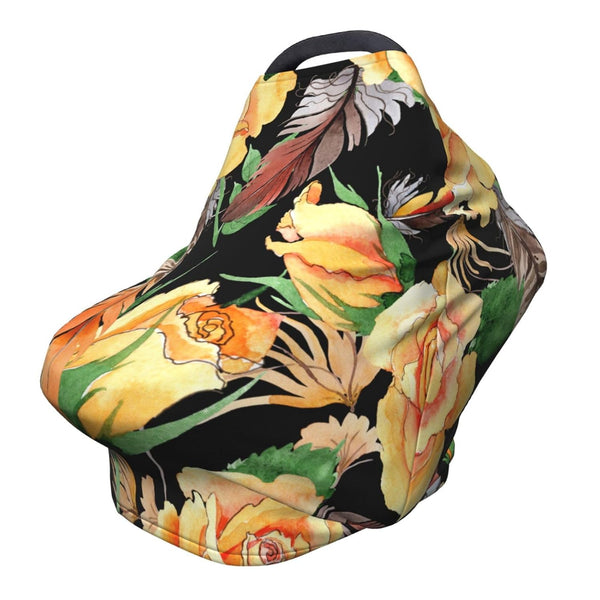 Schgap Wildflower Yellow Baby Car Seat Covers Canopy, Nursing Cover Breastfeeding Baby Carrier
