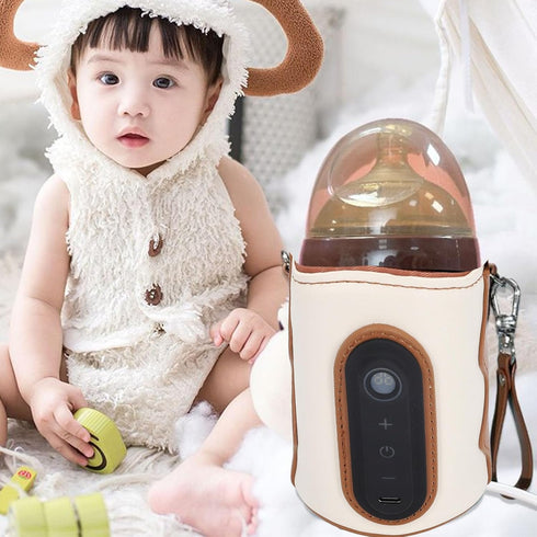 Nurnesy 26 Bottle Warmer Bag for Baby, Portable Bottle Warmer Cover Levels USB Milk Heating Bag Portable Lightweight
