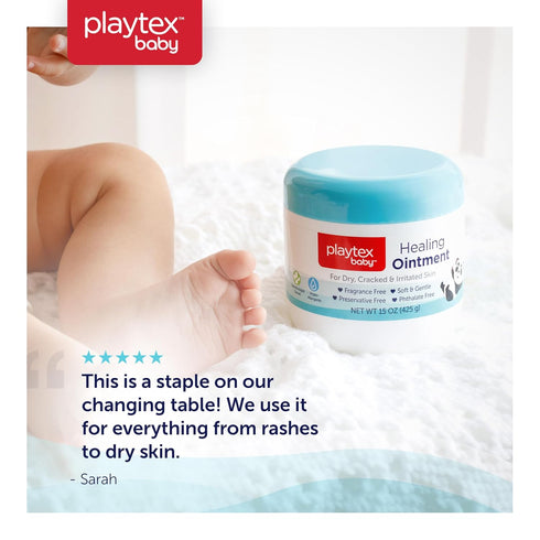 15 oz. Playtex Baby Healing Ointment, Jar, Dermatologist Tested, Fragrance Free, Hypoallergenic, Free of Dye, Parabens