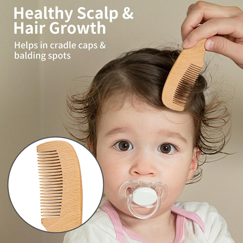 Set Personalized Wooden Hair Brush with Soft Goat Bristles - Perfect for Newborns and Toddlers, Cradle Cap Brush