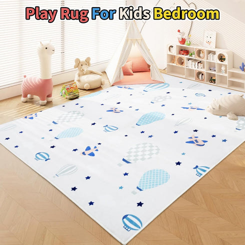 UKISS 55"x55" Kids Play Rug Non-Slip Washable Kids Rug Play Mat for Floor,Area Rug Kid Carpet for Playroom Living Room