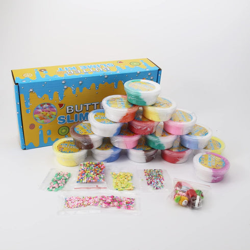 16 Pack Two-Toned Butter Slime Kit, DIY Super Soft Non-Sticky Educational Slime Toys for Kids Girls & Boys 6-12+