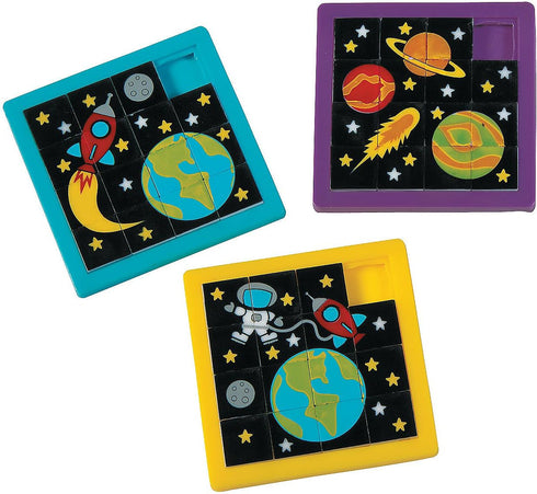 Fun Express Space Slide Puzzles - 12 Pieces for VBS Vacation Bible School Supplies/Decor