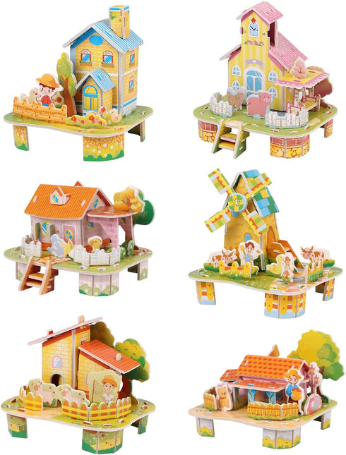 CCINEE 6 Pack 3D Puzzles for Kids Gift, Cartoon Paper Foam Puzzles