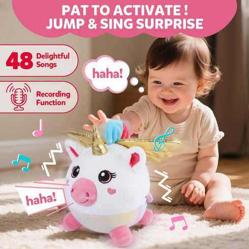 6-12 Tummy 48 6-12 Baby Girl Toys Months - Unicorn Crawling & Moving Musical Toy, Vibrating Time Baby Toy with Songs