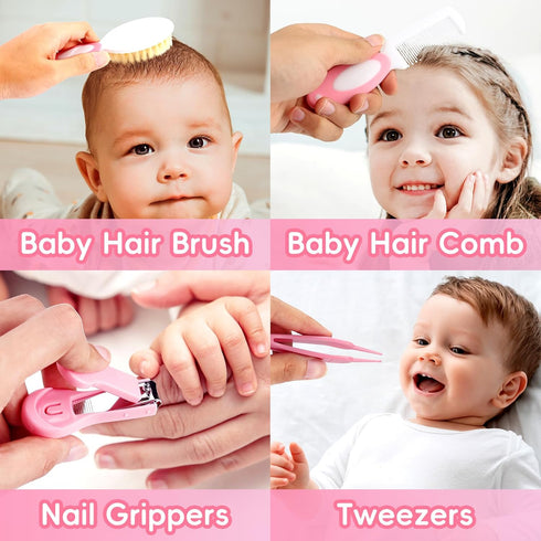 Set (17 Baby Grooming Kit, Infant Safety Care with Baby Nose AspiratorBaby Hair Brush Comb Nail Clipper Nasal