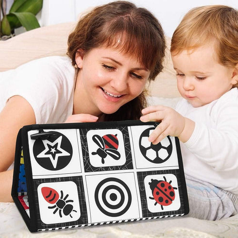 teytoy Tummy Time Baby Mirror Toys, Double Black and White High Contrast Toys for Infants 0-6 Months