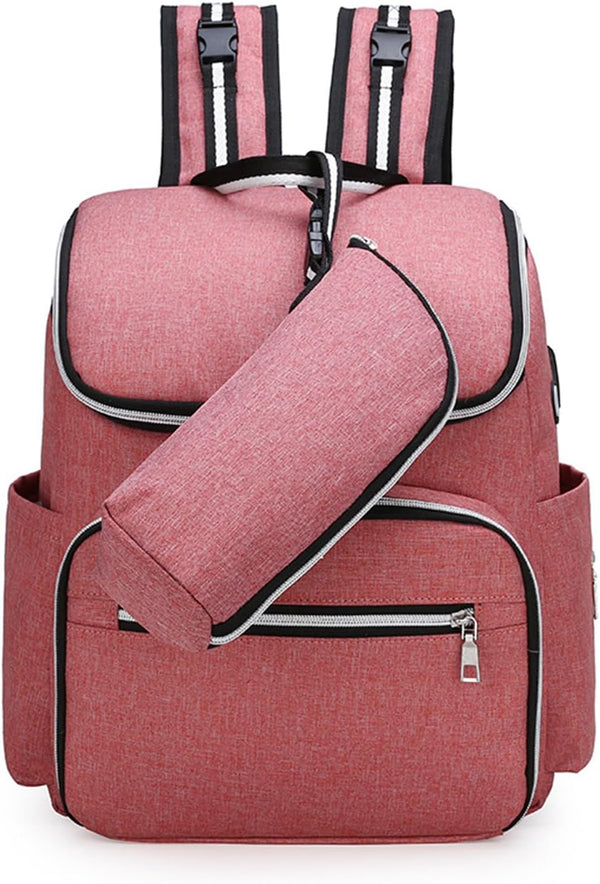 Ybberik Diaper Bag Backpack with Stroller Straps, USB Charging Port, Headphone Hole, Large