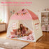 Setup 3-12 59x39x59 Kids Play Tent Indoor Teepee: Princess Castle Reading Nook with Mat Lights Carry Bag Mesh Windows
