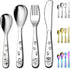 Berglander Toddler Utensils Set, 4 Pieces Stainless Steel Kids Silverware, Safe Forks and Spoons, Dishwasher Safe