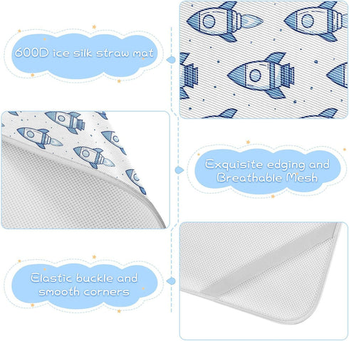 EtherSpher 28" 52" Blue Missiles Cooling Baby Crib Mattress x Absorbent Crib Bumper Pads for Baby&Toddler