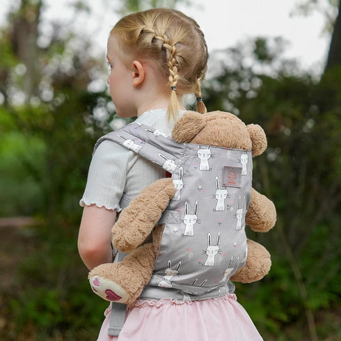 GAGAKU Soft Baby Doll Carrier for Girls - Gray Rabbit Design