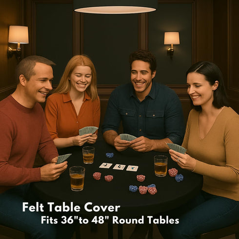 36 48 Inch Felt Card Game Table Cover for Playing Cards, Poker, Mahjong, Domino, Bridge and Board Game, Elastic Fitted