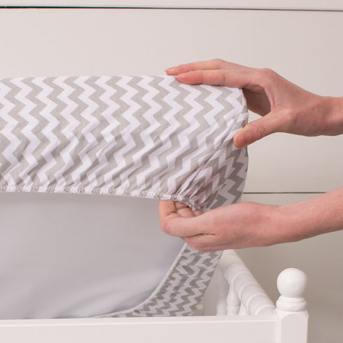 (2 Pack) Ziggy Baby Changing Pad Cover, Cradle Bassinet Sheets Jersey Cotton (Grey/White)