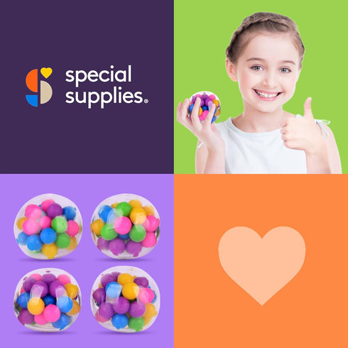Squishy Stress Ball Squeeze, Color Sensory Toy for Tension Relief, Fun for Kids and Adults (4-Pack)