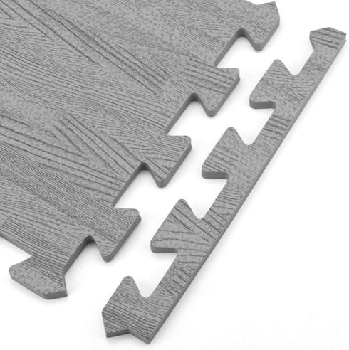 16 3/8-Inch Tebery Pieces Printed Wood Grain Interlocking Floor Tiles Thick EVA Foam Grey Puzzle Floor Mat