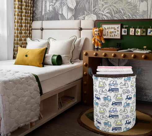 19.7" Round Laundry Basket - Laundry Hamper with Handles, Toys Storage Organizer Gift Bins for Boys and Girls
