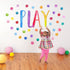 Yovkky Kids Playroom Polka Dots Wall Decals Stickers, Watercolor Play Sign Peel and Stick Neutral Nursery Preschool