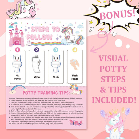 Unicorn Potty Training Chart for Toddler Girls - Potty Training Sticker Chart for Girls Potty with Sticker, Sticker