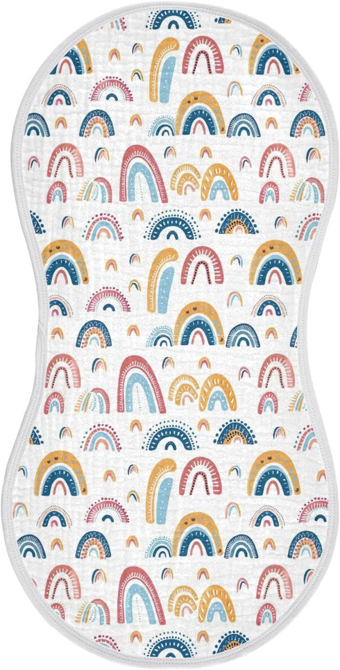 KEIGE 4Pcs Girls,11x22in,A113408 Rainbow Hearts Burp Cloth,Unisex Large Absorbent Soft Cotton Muslin Burping Cloths