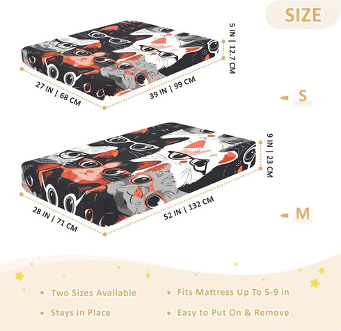 Bseiialft 52 28 Black White Cats Crib Sheets for Boys Girls Soft and Breathable Cotton Baby Sheets for Standard Crib