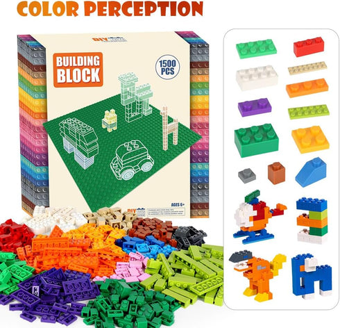 1500 Set 6 Lekebaby Classic Pieces Building Bricks Kit Basic Brick for Kids Creative Play, Compatible with All Major