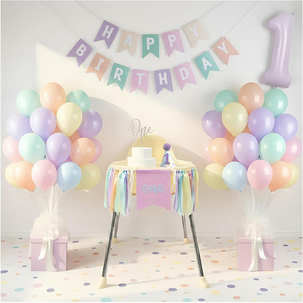 Bapukzy First Birthday Decorations for Girl - Complete Party Set with High Chair