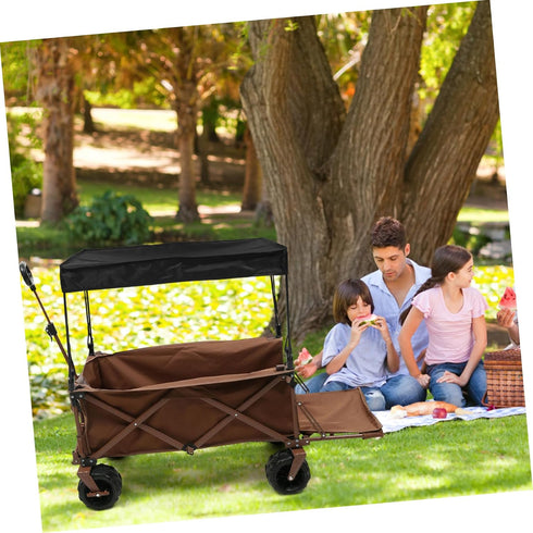 Foldable Outdoor Utility Wagon Canopy with Uv Protection and Rainproof Cover Fit for Strollers for Camping Picnic Beach