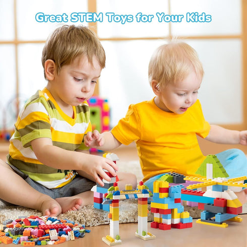 1500 Piece Building Bricks, Bulk Classic Building Blocks Basic Box, Compatible with Major Brands, 12 Colors