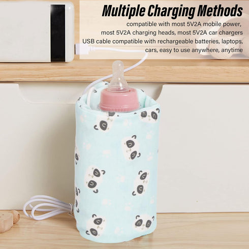 UBEF Travel Milk Heater Cover, Reliable USB Baby Bottle Warmer Bag Fast Heating for Rechargeable Batteries for Cars
