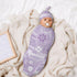 YallLocoMo Personalized Baby Swaddle Blanket for Boys Girls Purple Flower Name Text Custom Name Receiving Blanket