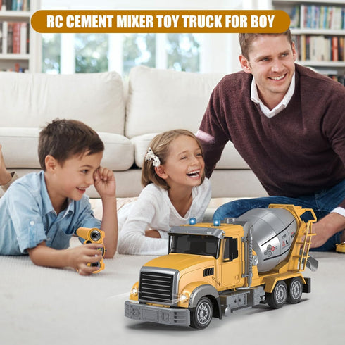 6 1:24 360 Fistone RC Cement Mixer Toy, Channel Truck with Lights, Electric Degree Stirring Vehicle, Rechargeable