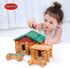 90 Set 3 4 5 6 Joqutoys Pcs Wood Building Blocks Toy for Toddlers, Classic Wooden Cabin Log Preschool Education Toy