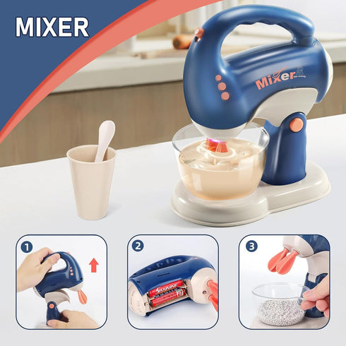 Kids Assorted Kitchen Appliance Play Toys Includes Coffee Maker ,Blender,Fruit Machine and Toaster ,Apron and Cups