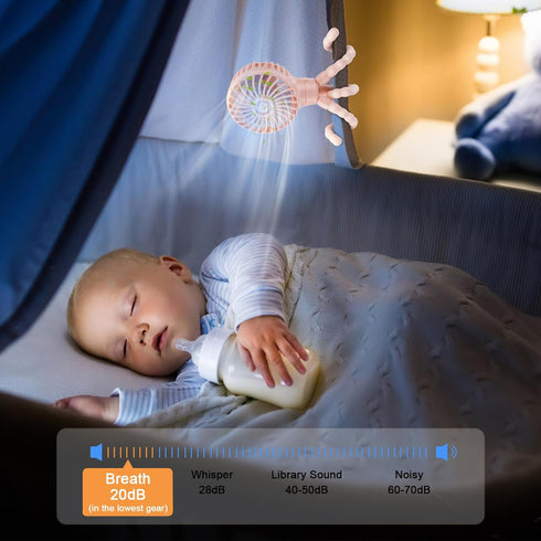 Portable Mini Handheld Stroller Fan with Flexible Tripod, USB Fan for Baby Stroller, Car Seat, Crib, Outdoor Camping