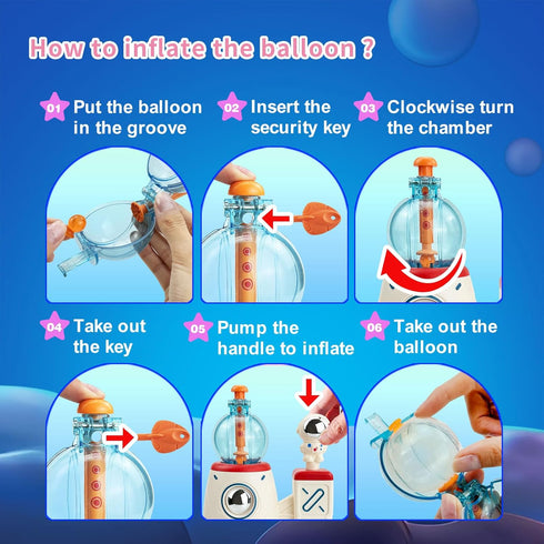 195PCS 3+ Amy&Benton DIY Sticky Balloons with Pump, Space Rocket Balloon the Funny Inflator Toy, Magic Balloon Maker
