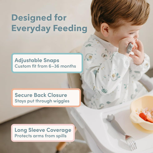 6-36 Loulou Lollipop Long Sleeve Mess Free Waterproof Bibs, for baby boys and girls Months, Machine Washable, Travel