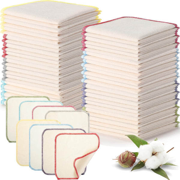 Mixweer 48 Pcs Flannel Cloth Baby Wipes Reusable Baby Diapers Wipes Washable