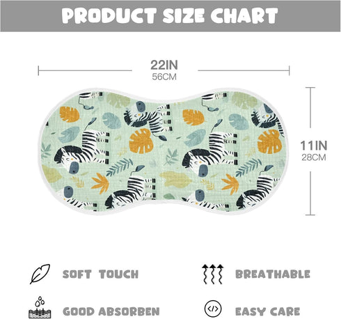 decor gift 4 Pack 22x11in Cotton Muslin Burp Cloth Breathable Funny Jungle Zebras Green Feeding Cloth for Unisex
