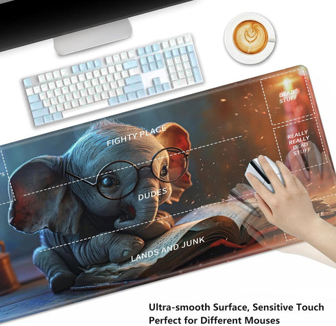 Playmat for MTG, Stitched Card Playmat with Magic Zones for TCG and Board Games, 24 x 14 inches - Reading Elephant